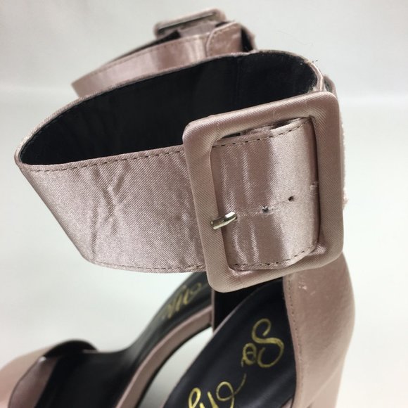 Lulu's So Me Pink Champagne Satin Heels - Picture 4 of 5